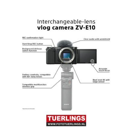 Sony ZV-E10 vlog camera (ZVE10BDI) Body - Afbeelding 3