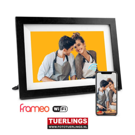 Pora&Co 10 inch Digitale Fotolijst Zwart Hout met Wifi & Frameo App